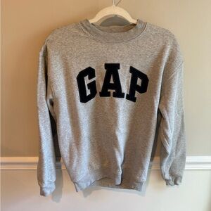 GAP Gray Crewneck Sweatshirt with Black Applique Logo
